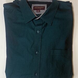 Johnston & Murphy Men's Dark Teal Green Button Down L/S Dress Shirt XL NWOT